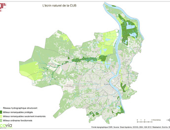 Réalisation de l'état initial de l'environnement et évaluation environnementale du PLU de la Communauté Urbaine de Bordeaux (en cours)(volet urbain (PLU), volet déplacement (PDU) et volet logement (PLH). Réalisation de la trame verte et bleue